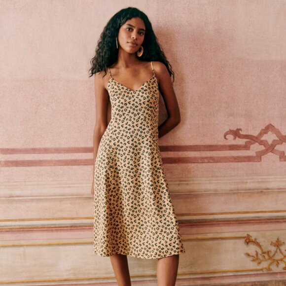 Sezane Marguarita Leopard Midi Slip Dress EU 38 / US 8 - Picture 1 of 8
